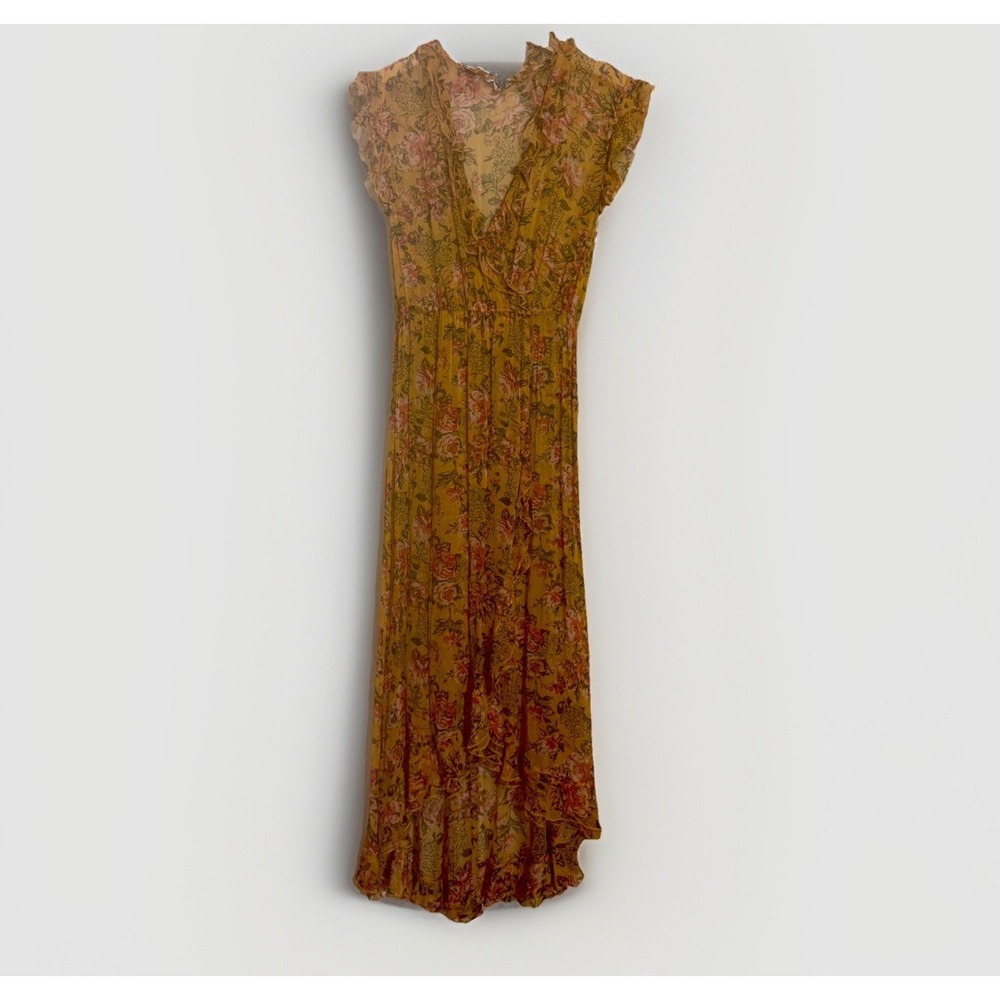 Sundance Dress XS Maxi Floral Boho Coastal Cowgirl Flowy Sleeveless Semi sheer